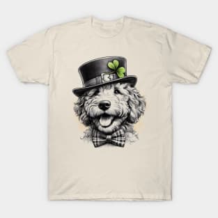 Saint Patrick's Day Goldendoodle Drawing T-Shirt